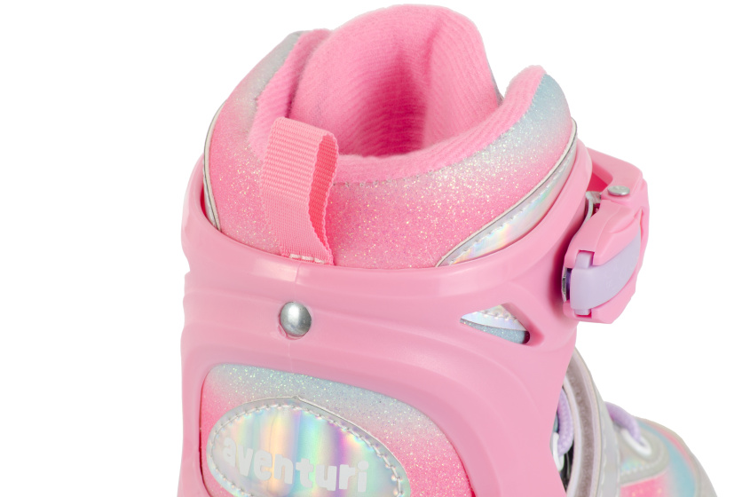 Aventuri Adjustable Roller Skates with lights Pink/Glitter