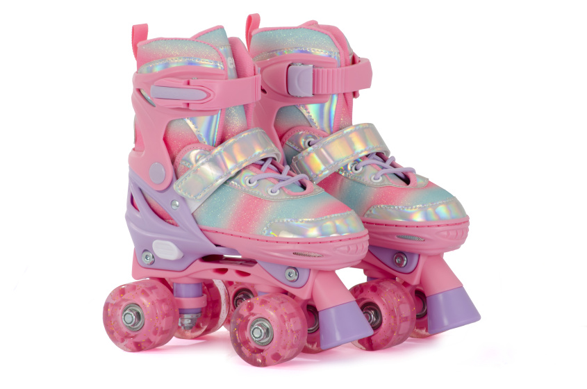 Aventuri Adjustable Roller Skates with lights Pink/Glitter