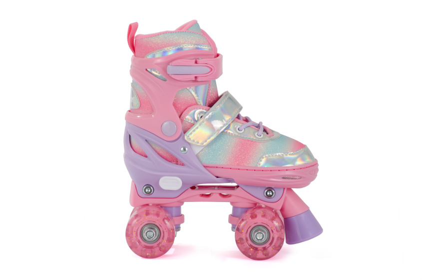 Aventuri Adjustable Roller Skates with lights Pink/Glitter