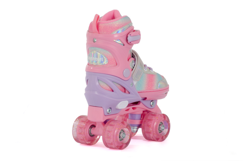 Aventuri Adjustable Roller Skates with lights Pink/Glitter