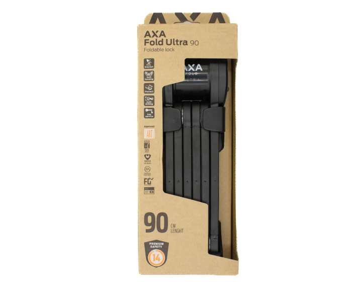 AXA Fold Ultra Vouwslot 90 cm 8 mm Gehard Staal Zwart