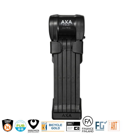 AXA Fold Ultra Vouwslot 90 cm 8 mm Gehard Staal Zwart