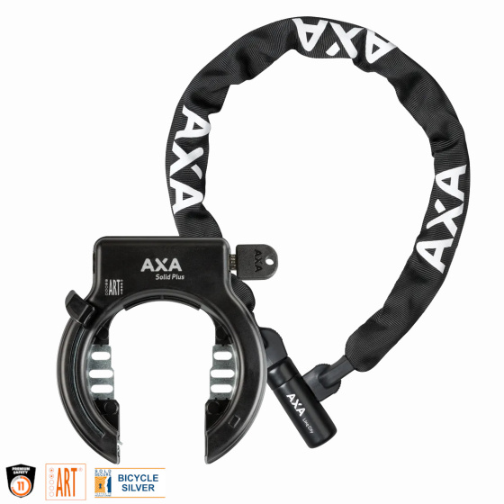 AXA Set Solid Plus Ringslot + Linq City Ketting 100/7 Zwart