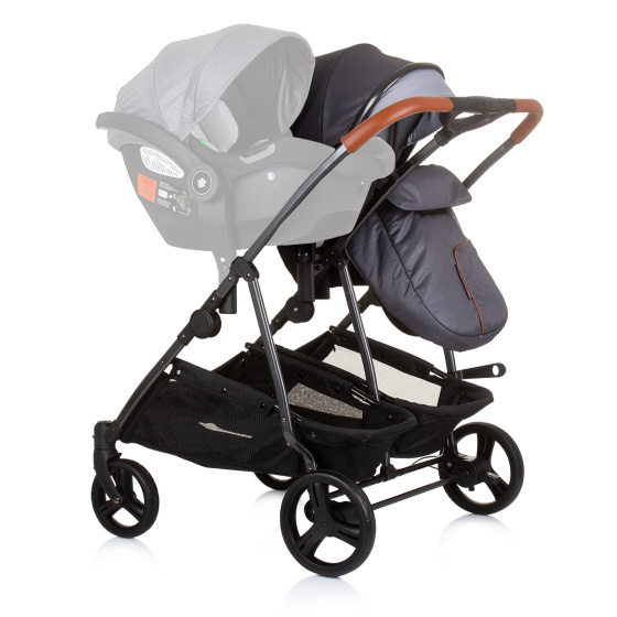 Chipolino Duo Smart Foldable Stroller for 2 Kids Silver Gray Black
