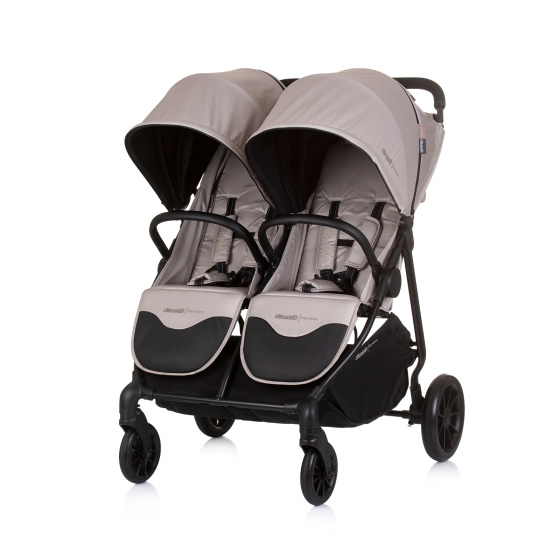 Chipolino Top Stars Duo Kinderwagen - Ebony - Verstelbare rugleuning, voetensteun en zonnekap - Inclusief verzorgingstas, 2 beenkappen en ruime boodschapp