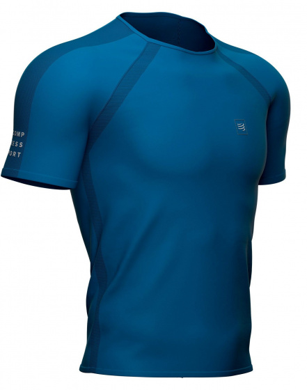 Compressport Sportshirt Ss Heren Polyamide/polyester Blauw Mt Xl