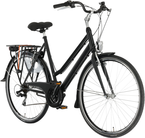 Cumberland City Basic 28 Zoll Damen 21G Felgenbremse Mattschwarz