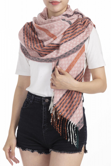 sjaal dames 180 x 65 cm polyester roze one-size