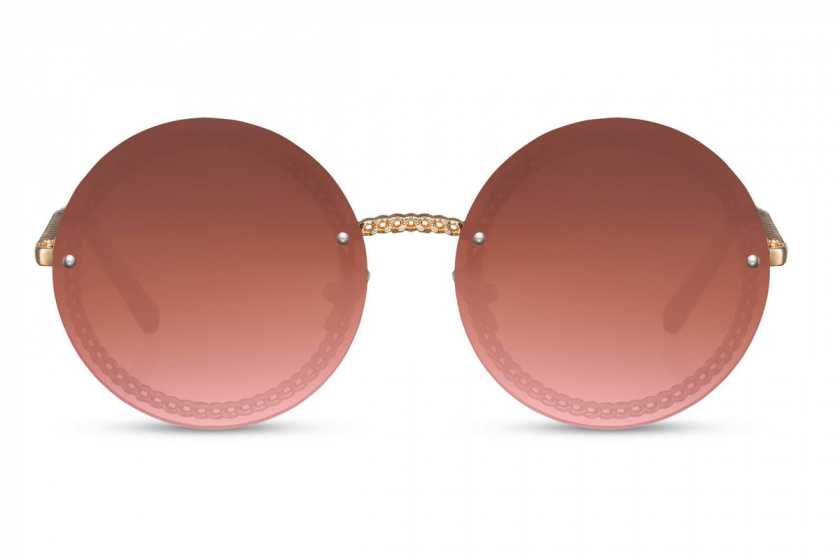 lunettes de soleil dames rondes sans monture cat. 3 or/rose