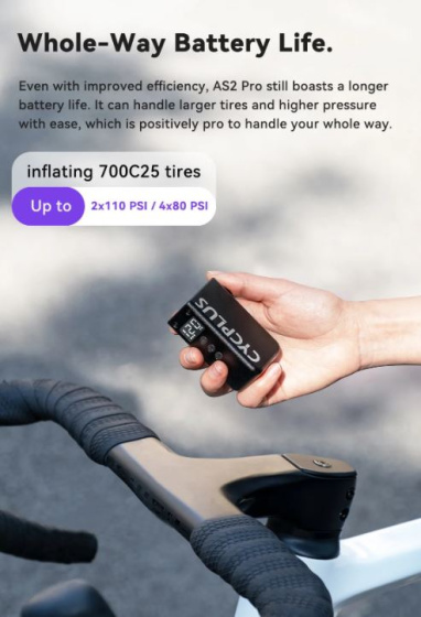 Cycplus AS2 Pro Elektrische Accupomp Max. druk 7.6 bar Zwart
