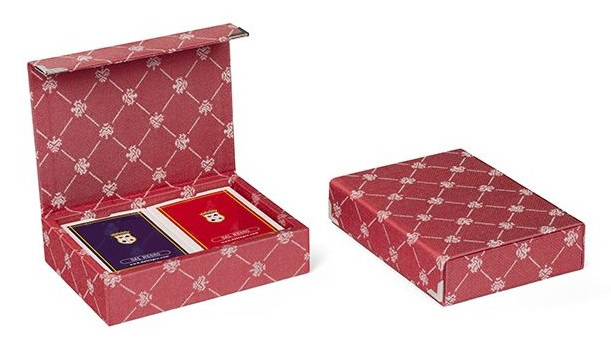 cartes &agrave;uer avec support Prestige textile rouge 3-pi&egrave;