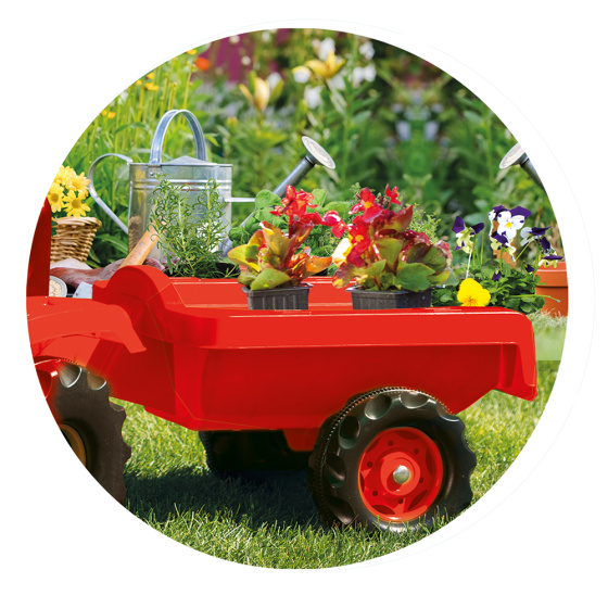 Dolu Pedal tractor with trailer & front loader Red/Black