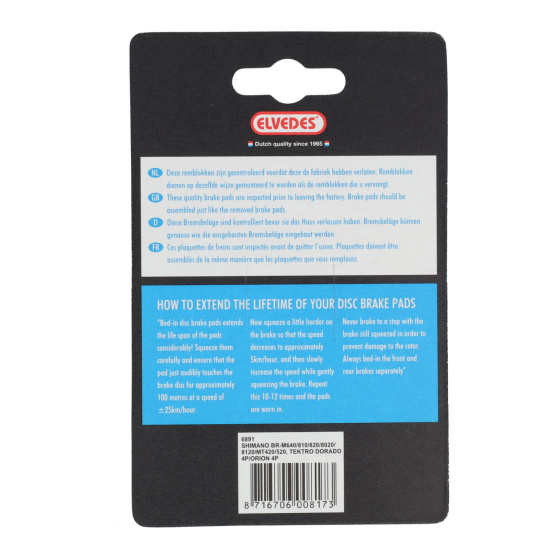 Elvedes Shimano 6891 Disc Brake Pad Set 2 Pieces Blue