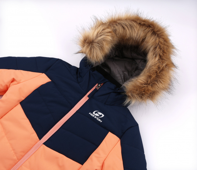 winterjas Leane junior polyester oranje/blauw maat 152
