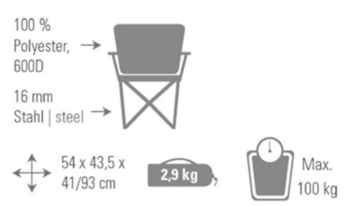 High Peak klapstoel Salou 54 x 43,5 cm polyester/staal grijs