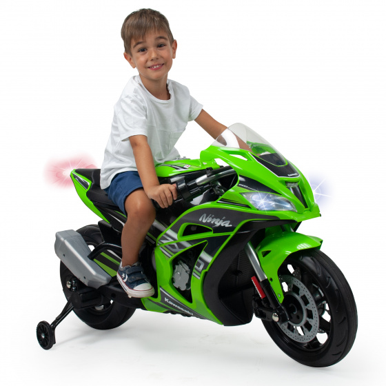 Injusa elektrische kindermotorfiets Kawasaki ZX10 12V groen