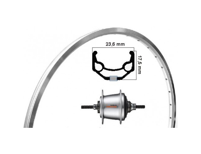 KGS Nexus-7 Rear Wheel 28 inch Aluminum Rollerbrake Silver