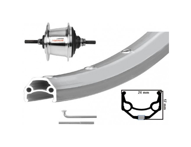 KGS Nexus-7 Rear Wheel 28 inch Aluminum Rollerbrake Silver