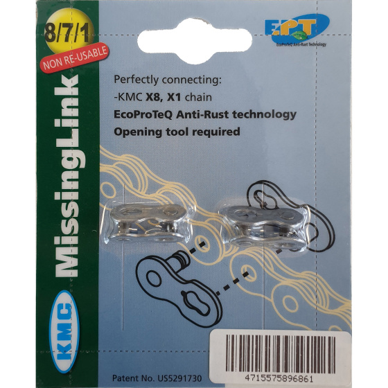 KMC sluitschakel e1nr ept Â½ 3/32 zilver (2st)