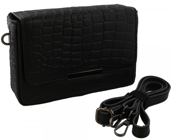 MH Bijoux schoudertas dames 20 x 13 x 6 cm leer zwart 2-delig