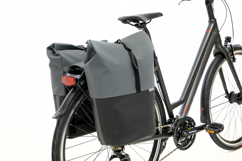 New Looxs Nyborg Dubbele Fietstas 34 Liter Donkergrijs/Zwart
