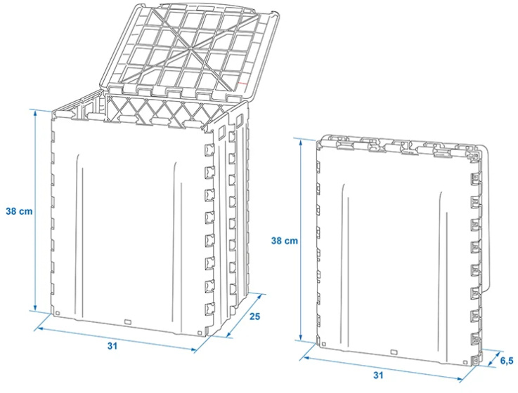 poubelle pliable 35 litres 25 x 31 x 38 cm gris/noir