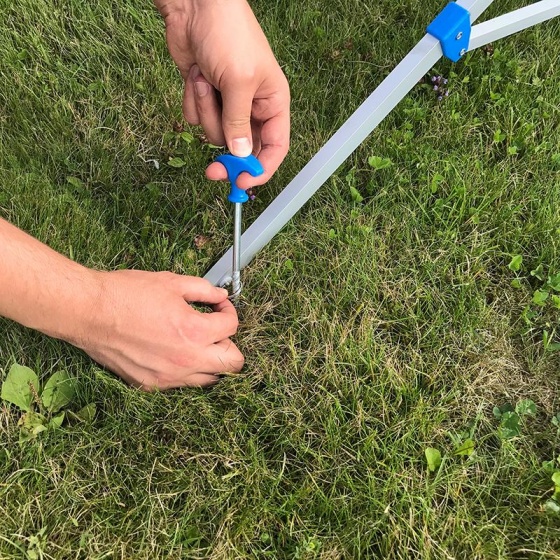 s&eacute;ir rotatif avec support &Oslash; cm aluminium 140 cm argent/bleu