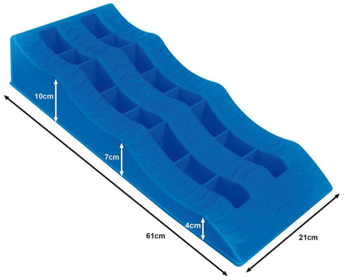 oprijblokken met 3 niveaus: 4,7 en 10 cm blauw 2 stuks