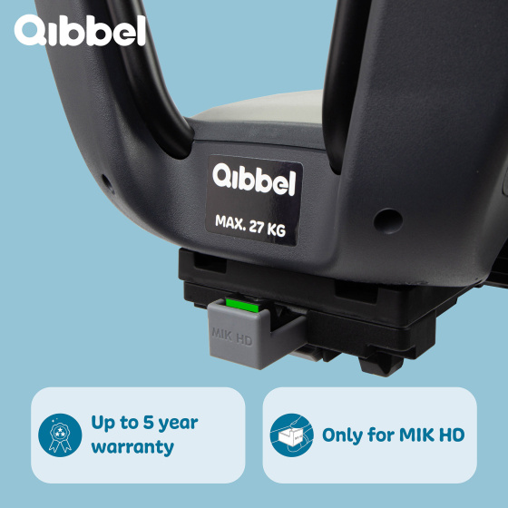 Qibbel Junior 6+ Fahrradsattel hinten mit MIK-HD System Schwarz/Grau