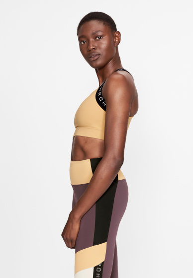 soutien-gorge de sport pour dames en polyamide/&eacute;thanne jaune/noir taille XS