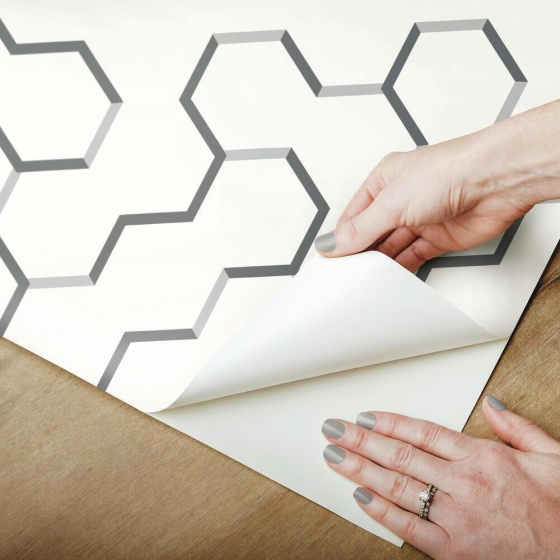 RoomMates behang Peel and Stick Geometric 503 cm vinyl grijs