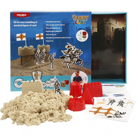 Sandy Clay playing sand Ridderburcht 1500 grams with 4 shapes
