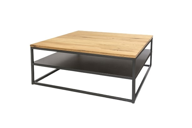 salontafel Charlot 90 x 90 cm hout/RVS naturel
