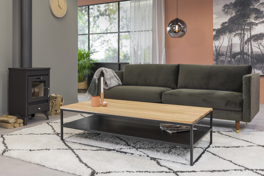 salontafel Jake XL 140 x 70 cm hout/RVS naturel