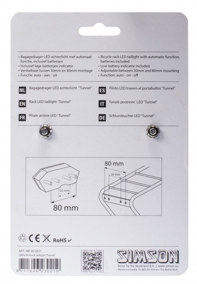 feu arri&egrave;Tunnel led porte-bagages batterie rouge