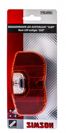 Simson Cliff battery rear light luggage carrier led black