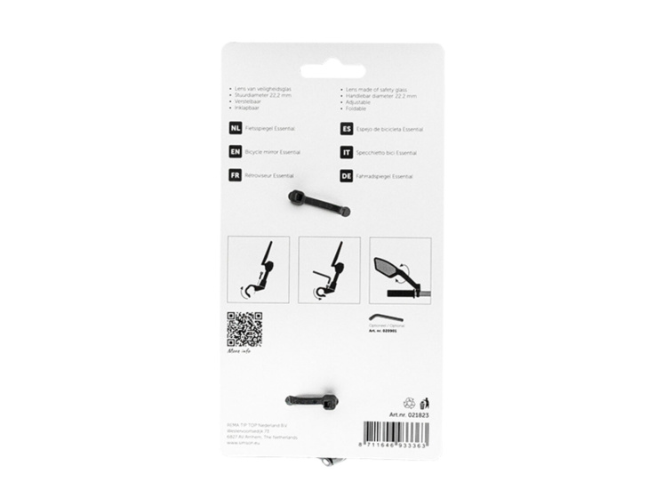 Simson Essential Fietsspiegel Links 22,2 mm Zwart