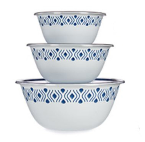 kommen Tosca 19-23-29 cm wit/blauw 6-delig