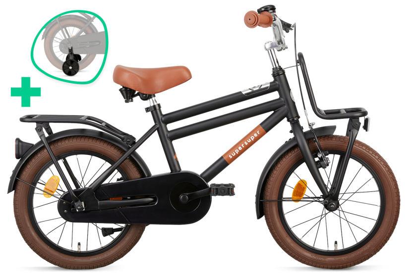 Supersuper Cooper 16 Inch 31 cm Jongens Terugtraprem Matzwart
