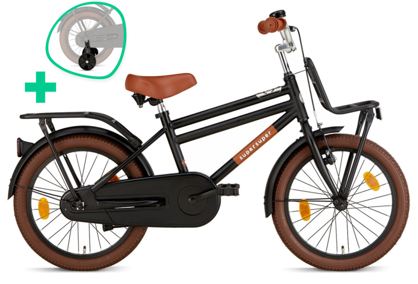 Supersuper Cooper 18 Inch 30 cm Jongens Terugtraprem Matzwart afbeelding