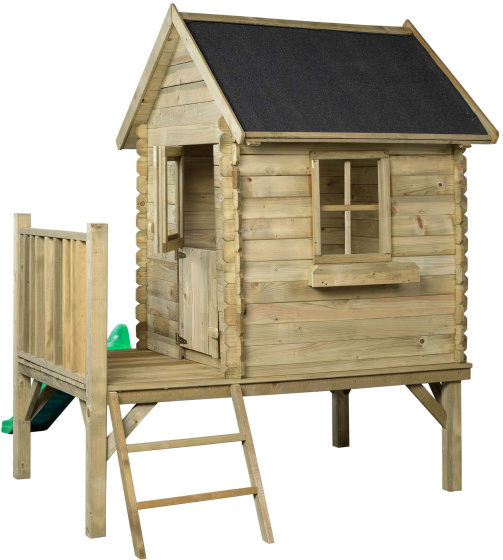 Swing King Camilla Wooden Playhouse with Slide Natural/Green