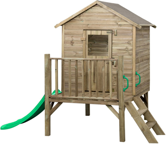 Swing King Camilla Wooden Playhouse with Slide Natural/Green