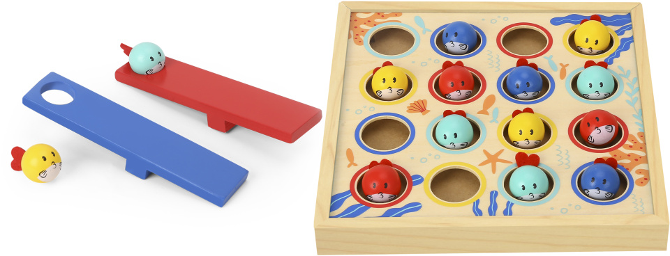 Tooky Toy Flying Fish Diving Wooden Skill Game 19-piece