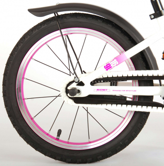 Glamour 16 Inch 25,4 cm Meisjes Terugtraprem Wit/Roze