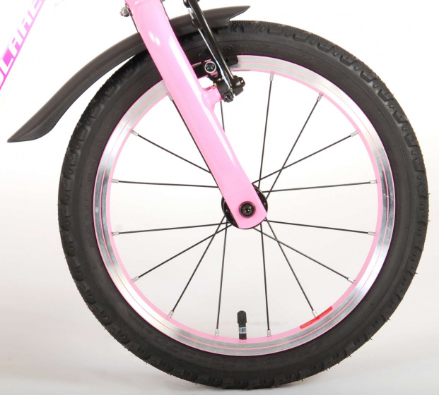 Glamour 16 Inch 25,4 cm Meisjes Terugtraprem Wit/Roze
