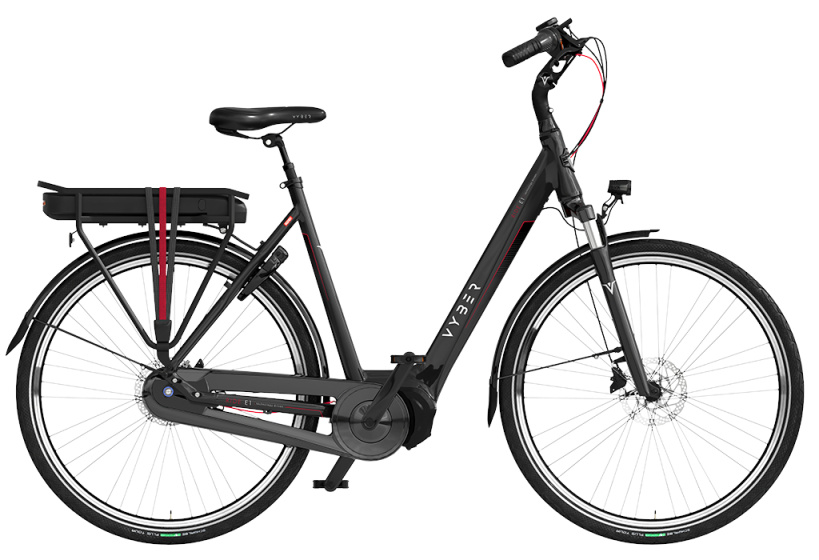 Vyber Ride E1 522Wh 28 Inch 57 cm Dames 7V Hydraulische schijfrem Zwartglans/Rood afbeelding