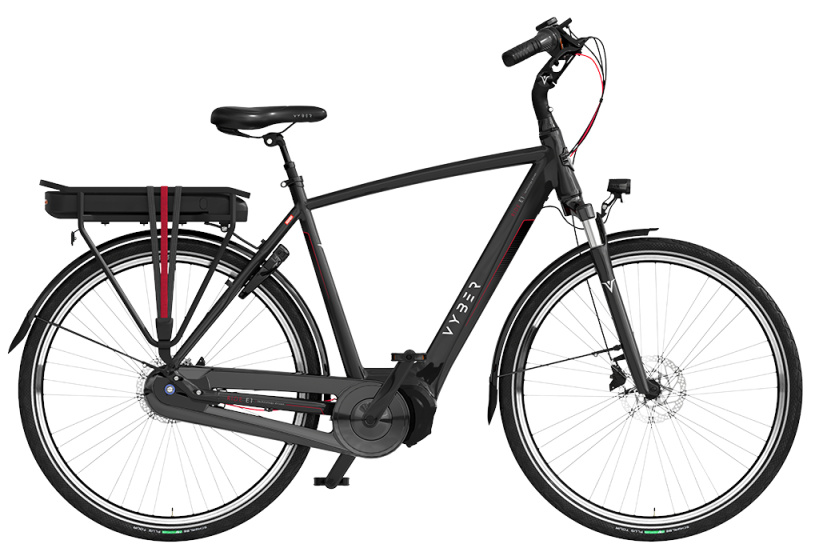 Vyber Ride E1 630Wh 28 Inch 61 cm Heren 7V Hydraulische schijfrem Zwartglans/Rood afbeelding