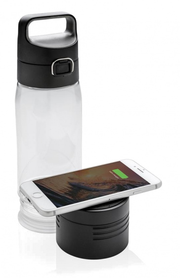 gourde avec banque d'&eacute;gie 5000 mAh ABS noir 600 ml