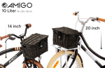 AMIGO bicycle basket with lid 10 liters reed natural