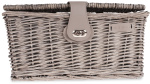 AMIGO bicycle basket with lid 16 liters reed ash gray